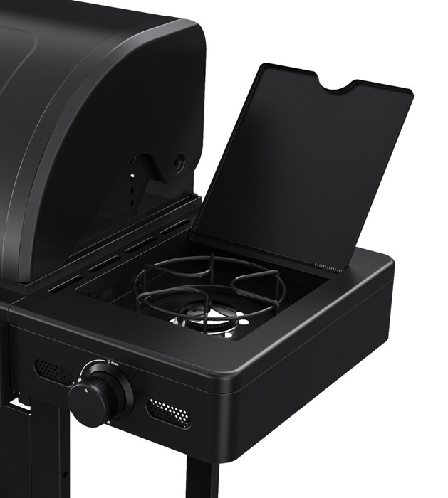 Gassgrill 4 brennere og sidebrenner svart - Grillexpert